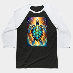 Stylized Sea Turtle Baseball T-Shirt